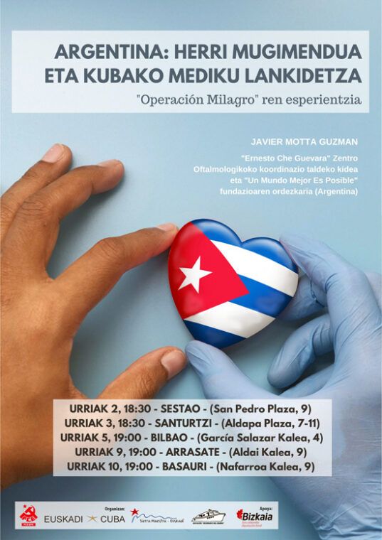 Cartel charla Argentina: movimiento popular y cooperación médica